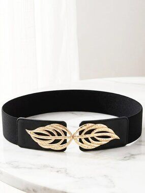 Ladies Black Leaf Stretch Belt (29.5)